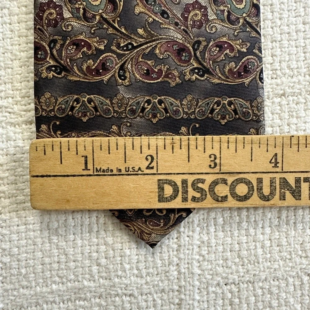 VTG Karl‎ Lagerfeld Silk Paisley Tie 90s Earth Tone Medallion USA Dark Academia